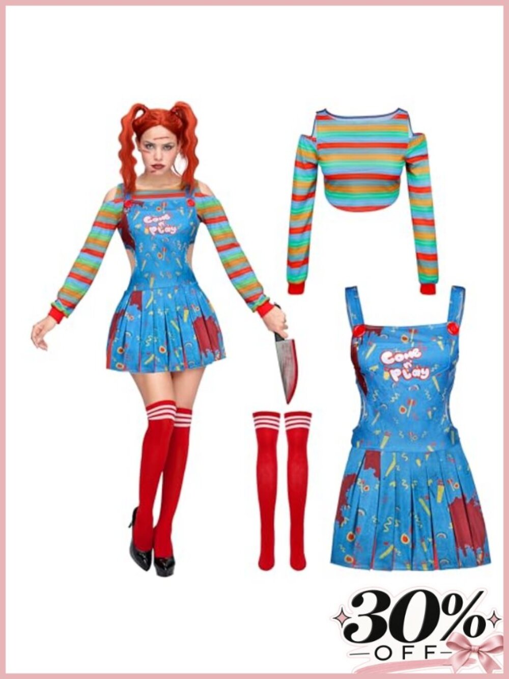 Killer Doll Halloween Costume Women Creepy Doll Dress Cosplay Party